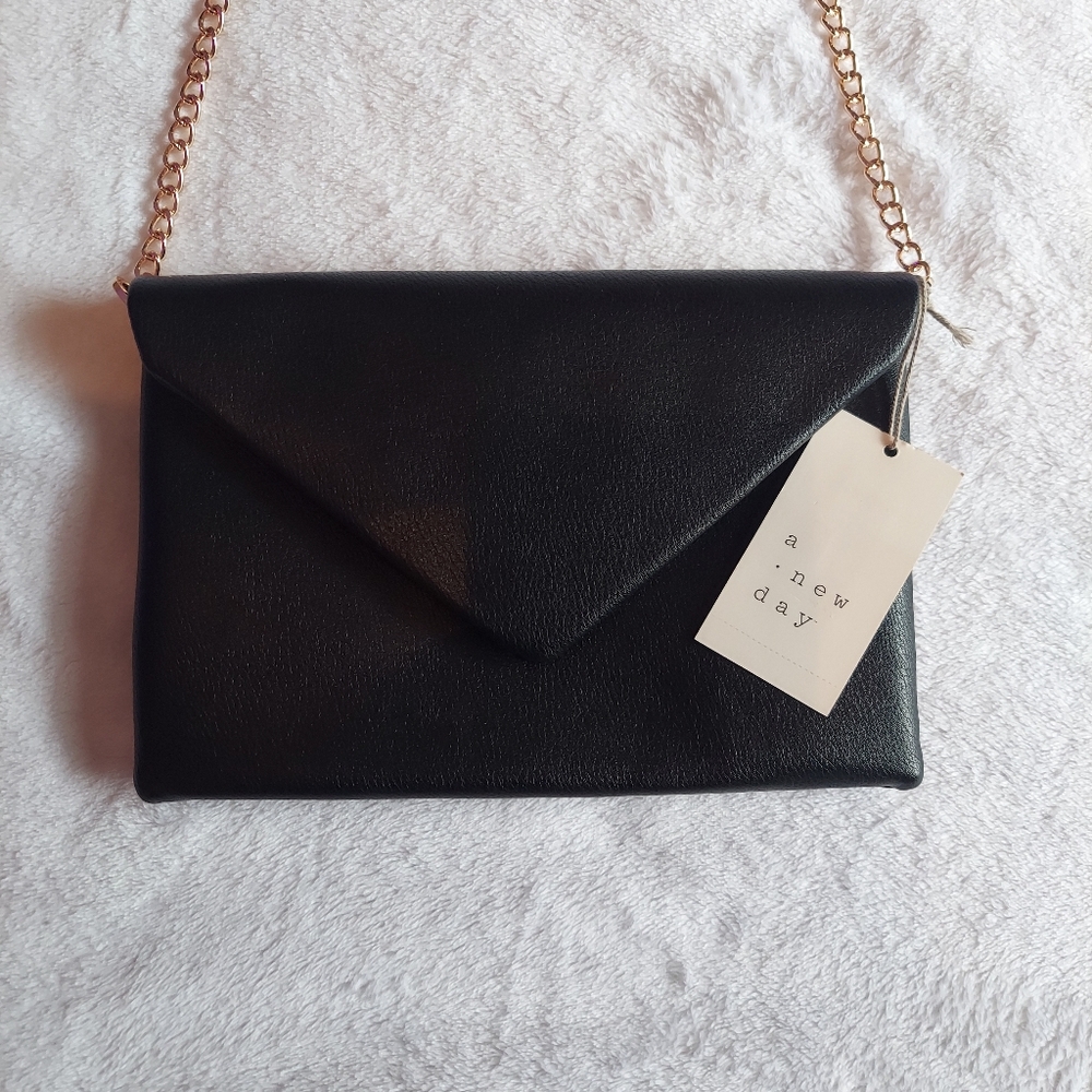 A New Day Black Clutch with Chain Strap
